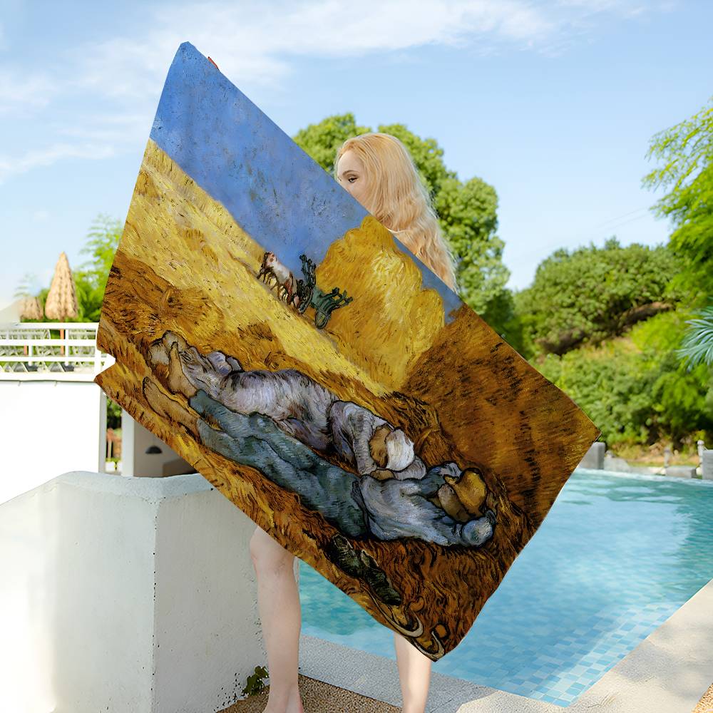 Painter Van Gogh Microfiber Blanket Quick Drying Beach Towels Oversized Printing Super Absorbent Pool Towel Blanket