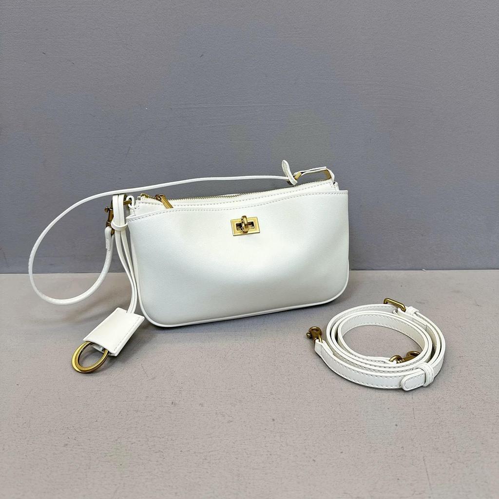 Bolsa Hobo Transversal Feminina de Couro Genuíno 2025 de Alto Nível com Fecho