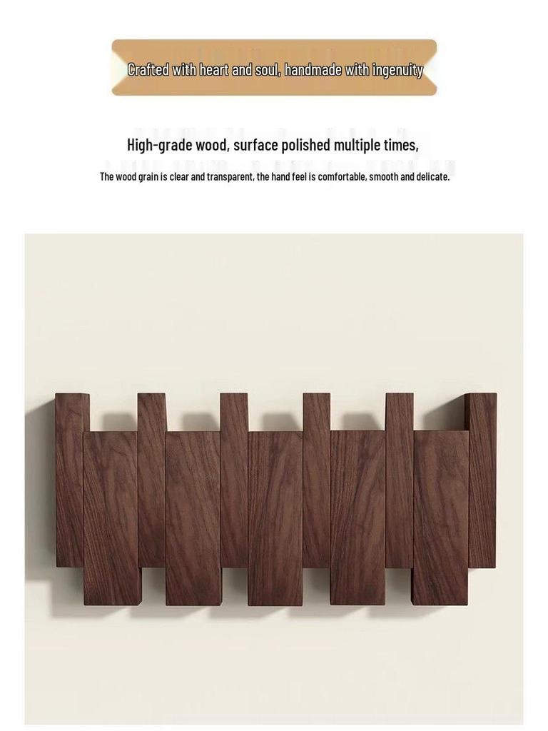 Nordic Punch-Free Solid Wood Coat Rack for Entrances, Walls, and Hallways.
