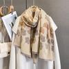 Vintage Ginkgo Leaf Jacquard Scarf Women Thick Warm Faux Cashmere Neck Scarf