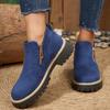 Foreign Trade New Large Size Double Zipper Platform Martin Boots Women's Cross-border Short Tube Round Head Suede Thick Heel and Bare Boots