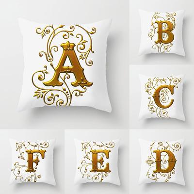 Pillowcase Home Decor Sofa Cushion Cover Gold Alphabet Pillowcase Digital Printing