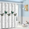 1x Butterfly and Floral Print Polyester Shower Curtain - Thick and Warm Bathroom Decor with Hooks, Machine Washable