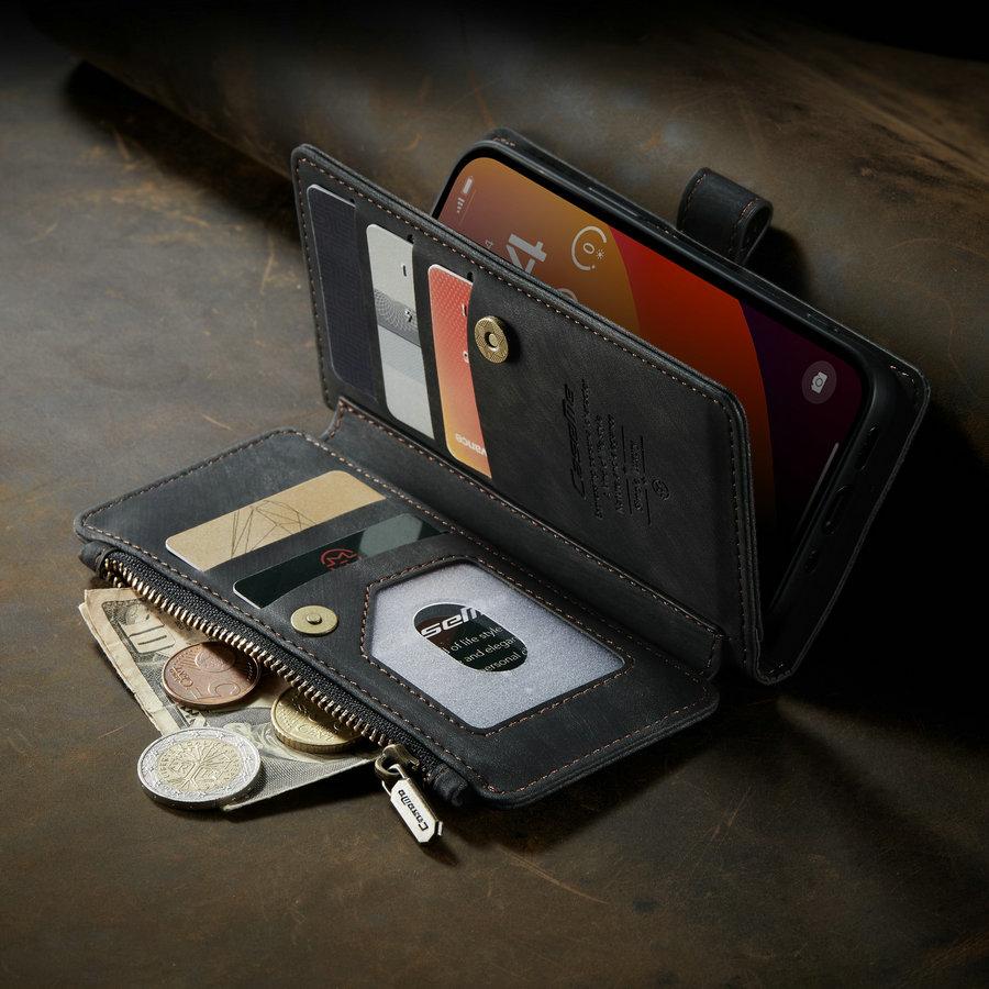 CaseMe Retro Phone Cover for iPhone 16 Pro Max Case With Stand Durable Zipper Wallet Pouch for iPhone 15 Pro Max 14 13 12 Case