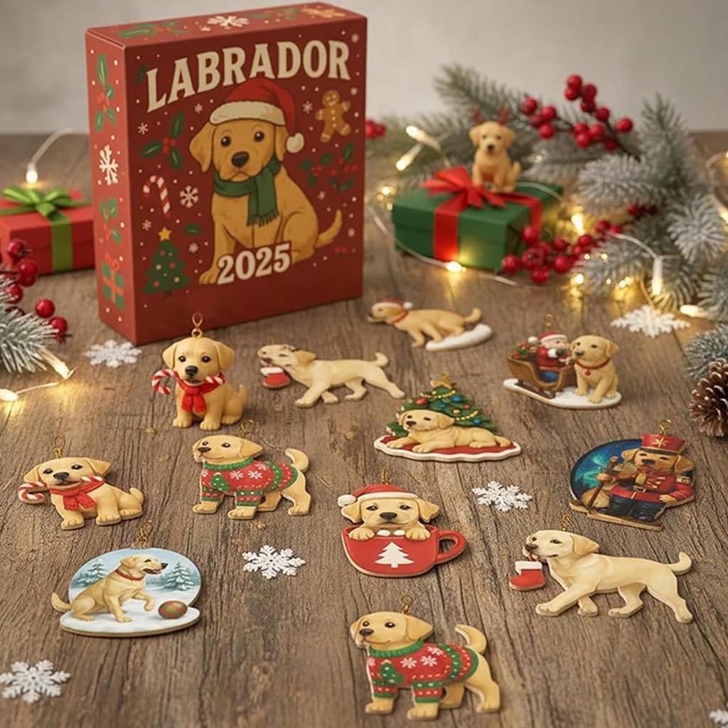 Dog Christmas Advent Calendar 2D Acrylic Ornaments Home Farmhouse Wall Hanging Decor Holiday Countdown Gifts for Dog Lovers