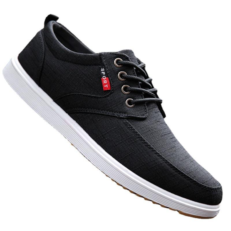 Men Canvas Shoes Fashion Breathable Casual Shoes for Men Comfortable Men Driving Shoes Lace Up Sneakers