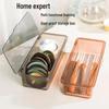 Transparent Flip-Top Dustproof Chopstick Holder with Water Drainage for Kitchen Utensils