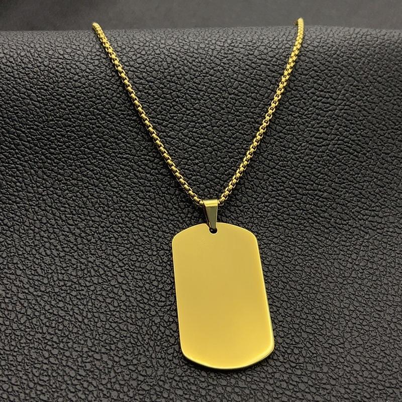Stainless Steel Pendant Blank Military Brand Necklace Laser Engraving Titanium Steel Necklace