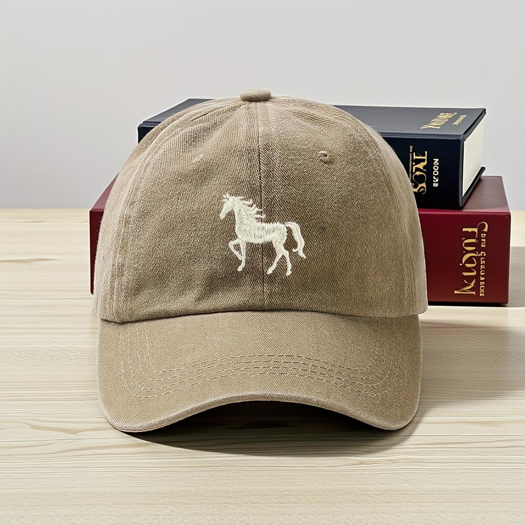 1pc Classis Vintage Washed Baseball Caps for Women,Running Horse,Lightweight Adjustable Fit Caps for All Seasons Everyday,Sports