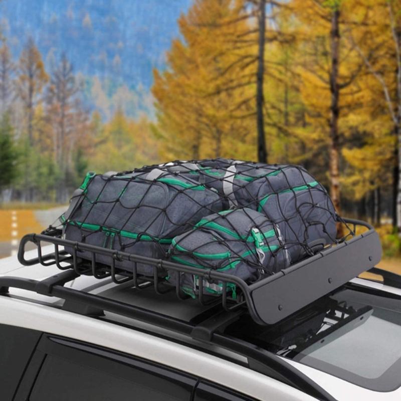 Car Trunk-Rooftop Net Latex Elastic Cargo Luggage Storage-Organizer Bungee Mesh Universal For Camping Travel-Offroad SUV
