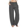 Women Harem Pants Elastic Waist Adjustable Drawstring Wide Leg Trousers with Pockets Solid Color Casual Lounge Pants