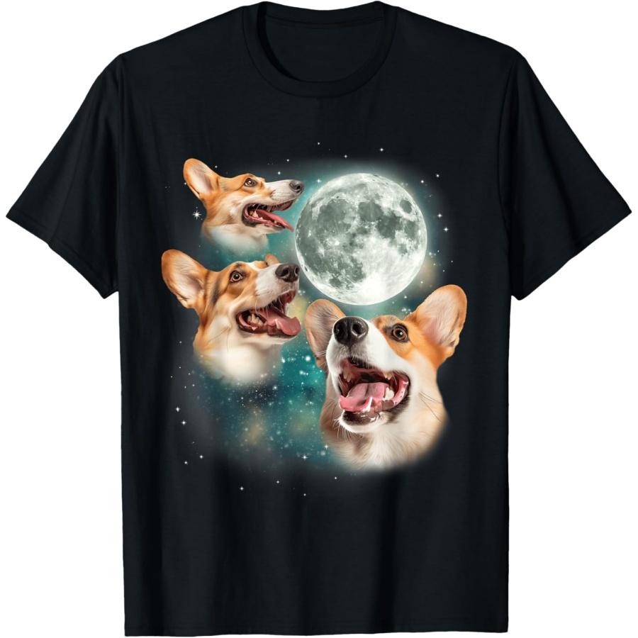 

Three Corgi Moon _ 3 Cute Corgi Pups Howling Dog Meme Canine Men Women T-Shirt XXXXXL