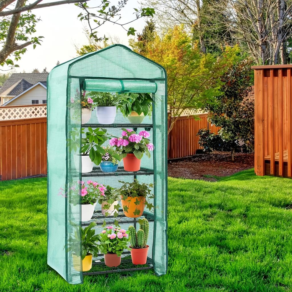 4-Layer Greenhouse Replacement Cover with Roll-Up Zipper Door - Durable UV-Proof & Waterproof Material