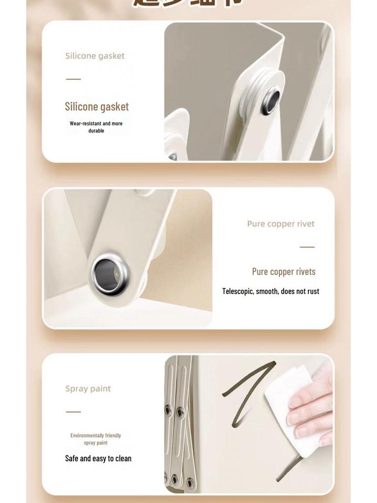 Foldable Desktop Book Rack with Pen Holder and Baffle.