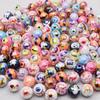 16mm 10pcs/bag Acrylic Beads Halloween Color Drawn Colorful Skull Loose Spacer Beads for Jewelry Making Diy Bracelets Necklace