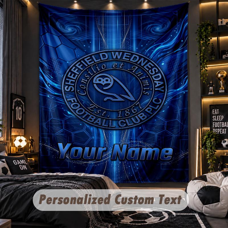 TapestrySheffield Wednesday FC Custom Name Text Personalized Wall Hanging Tapestry Home Wall Decor