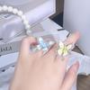 Small Fresh Enamel Oil Dripping Butterfly Cool Feeling Open Ring Women'S High Sense Stacking Wearing Niche Design Ring
