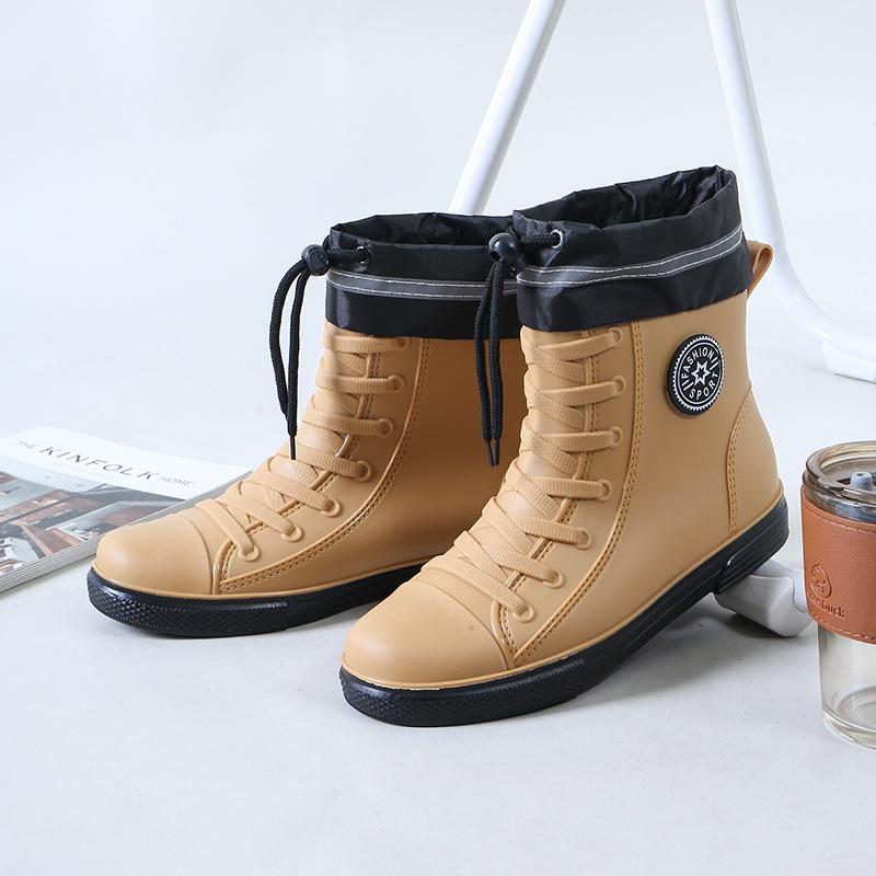 

Мужские модные водонепроницаемые короткие резиновые сапоги с противоскользящими манжетами 45 жёлтый