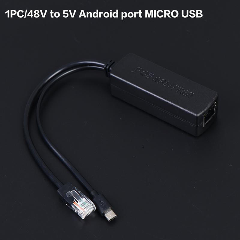 DC48V To 5V Micro USB POE Splitter POE Connectors Adapter Cable Splitter IP Camera Power Supply Module Ethernet 100M
