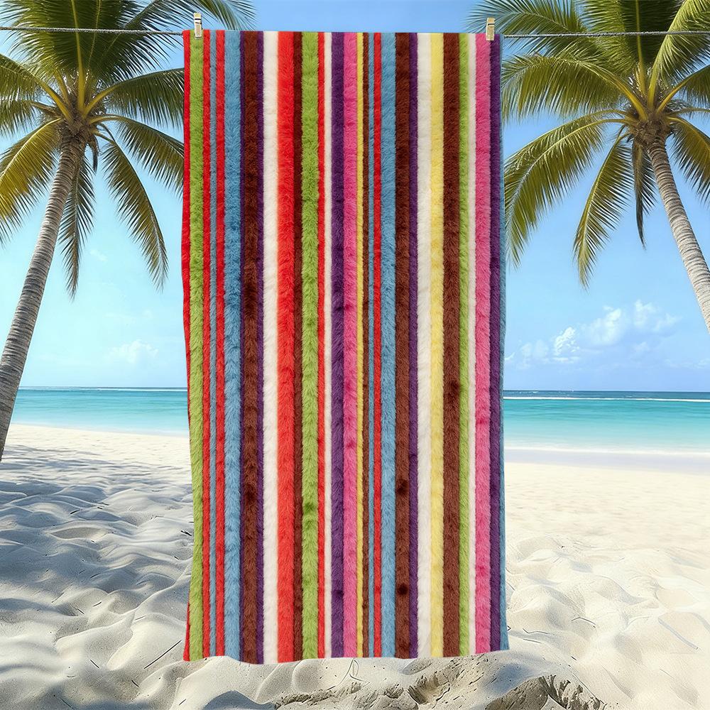 Populaire gestreepte bedrukte strandlaken Sneldrogend Zandvrij Volwassen Zwem Bad Handdoek Microvezel Handdoek