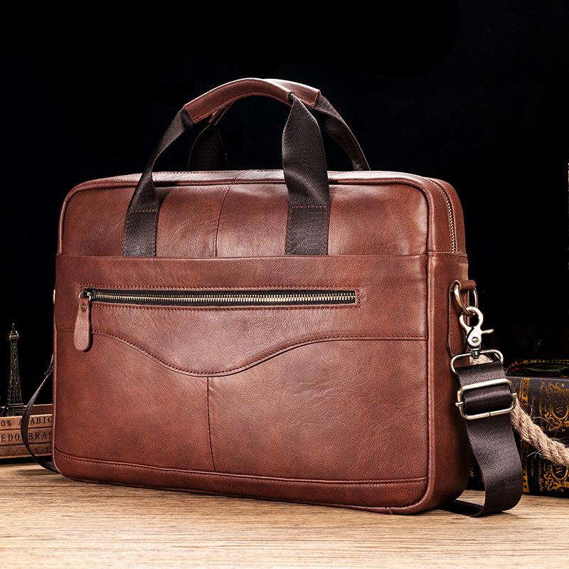 

Мужской портфель для ноутбука, мужская кожаная сумка-мессенджер на одно плечо, большой вместимости, первый слой из коровьей кожи, деловая сумка 40cm*8.5cm*29cm кофейный