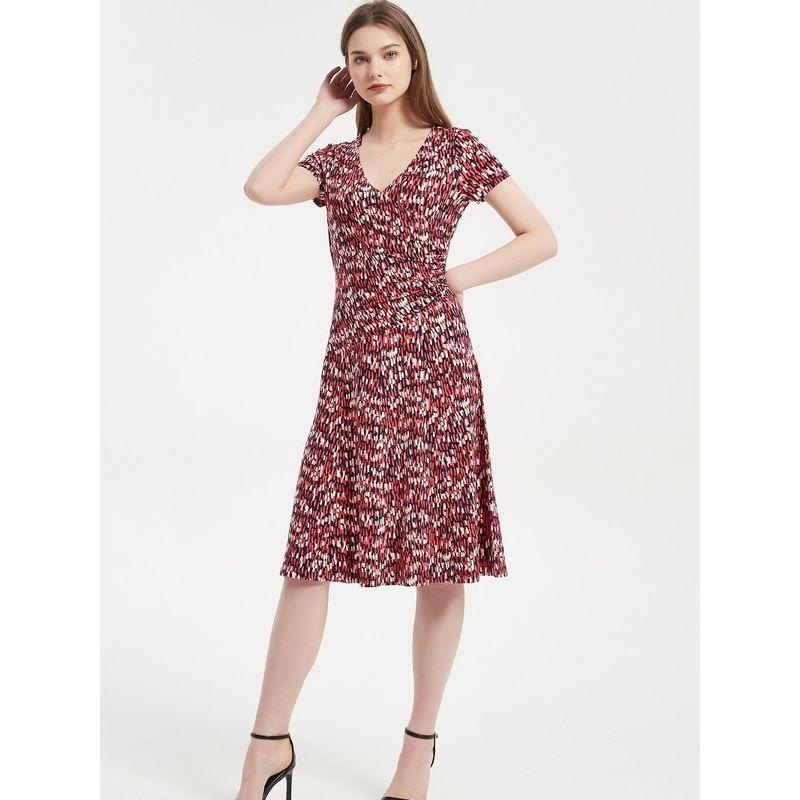 

Younger Wood Tencel Knitting Fashion Chubby Girl Slim Looking Short Sleeve Wood Tencel hand-painted Print 2XL