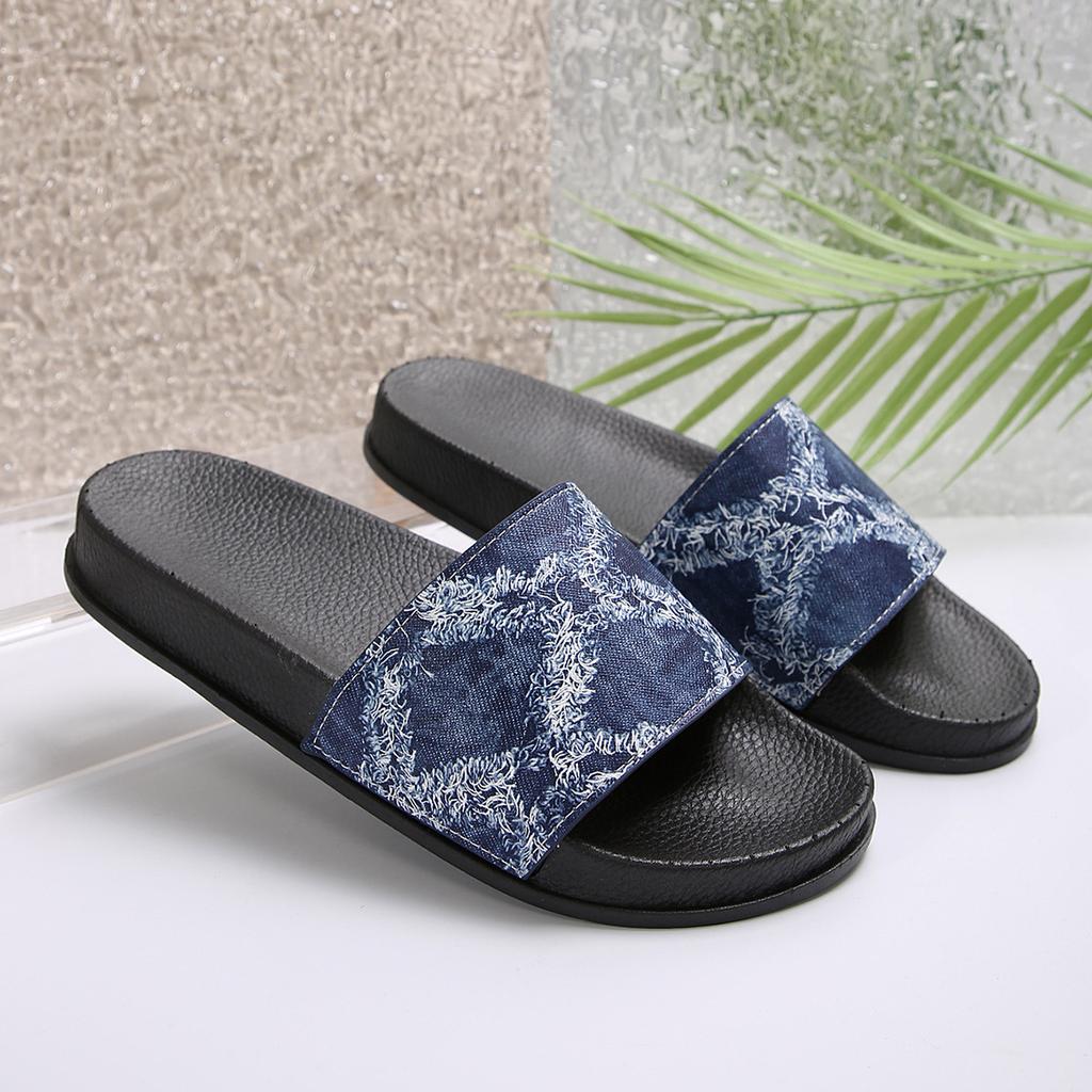Moda 2025 Nuove infradito da donna oversize stampate Sandali da spiaggia a punta aperta in denim