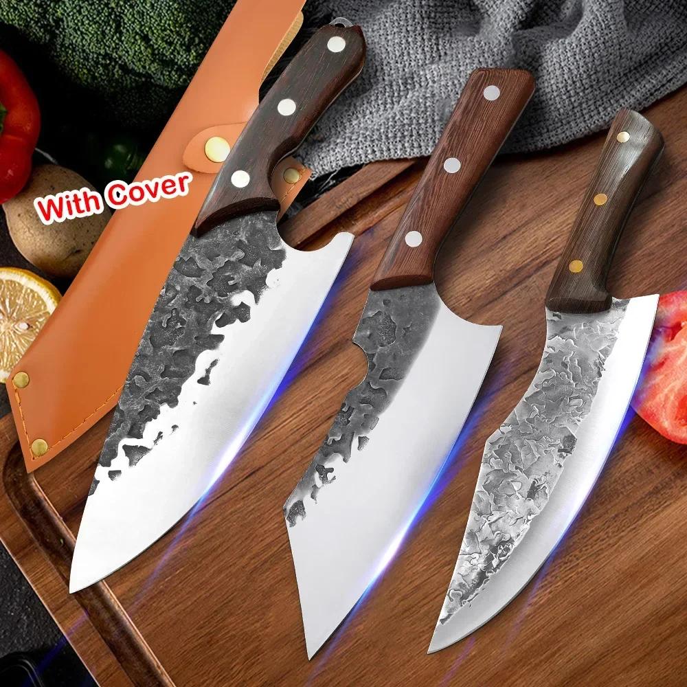 Handmade Slicing Knife Cleaver Meat Chopping Vegetables Kitchen Knives Butcher Boning Knife High Steel Blade Chef Cooking Knife