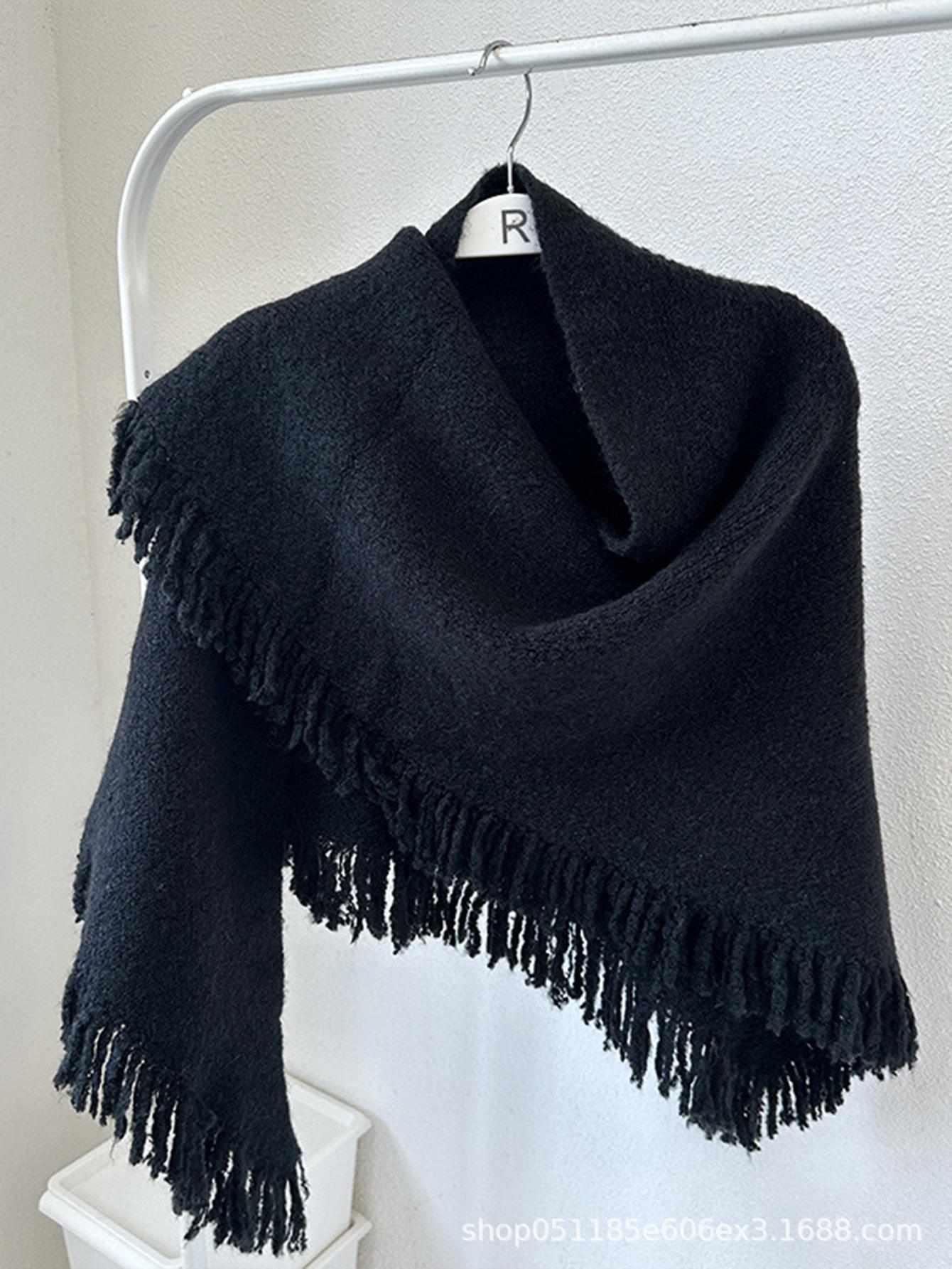 

Женская шерстяная шаль с кисточками: Универсальный кардиган на осень/зиму