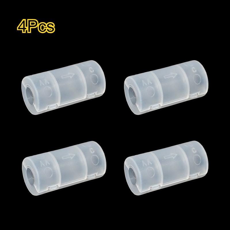 246Pcs Aa Battery To Size C Size Cell Battery Converter Adaptor Holder Case Switcher Translucent Battery Conversion Cartridg