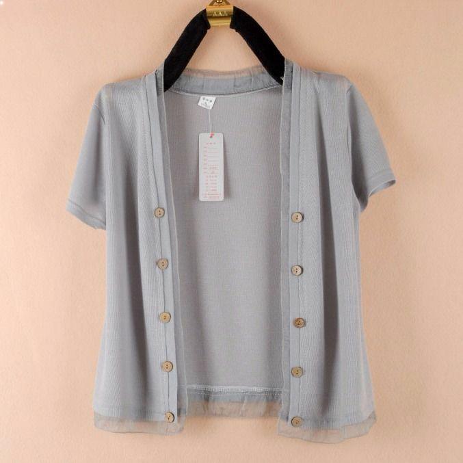 Spring Summer Women's Short Thin Long Sve Knitted Cardigan Outerwear Large Size Air Conditioning Shirt