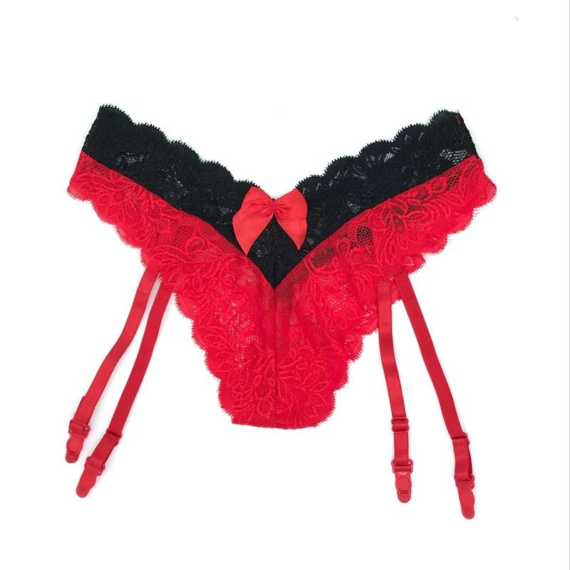 Red Lace Thigh-High Garters Women Sexy Transparent Underwear Elastic Suspender Belt For Stockings Female Erotic Lingerie