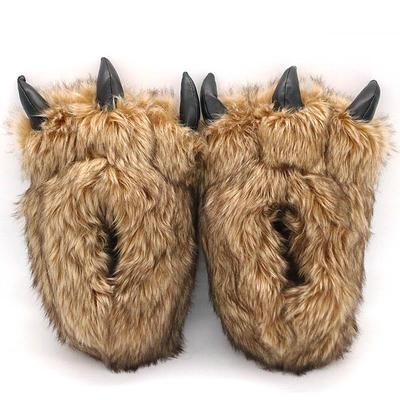 Animals Beast Claw Shoes Slides for Men Fun Chunky Fuzzy Slippers Male Plush Warm Bear Paw Lovers Funny Slippers