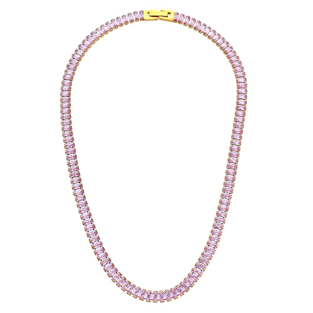 E.B.belle Luxury Christmas Jewelry Gift For Ladies Square Tennis Chain Choker Necklace Green Pink White Black Crystal Necklace