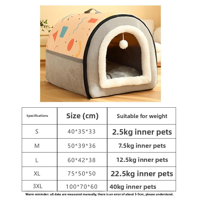 Large Dog House Warm Winter Semi Enclosed Pet Bed with Removable Cover for Cats Dogs Dog Beds for Large Dogs Pet Supplies Perros