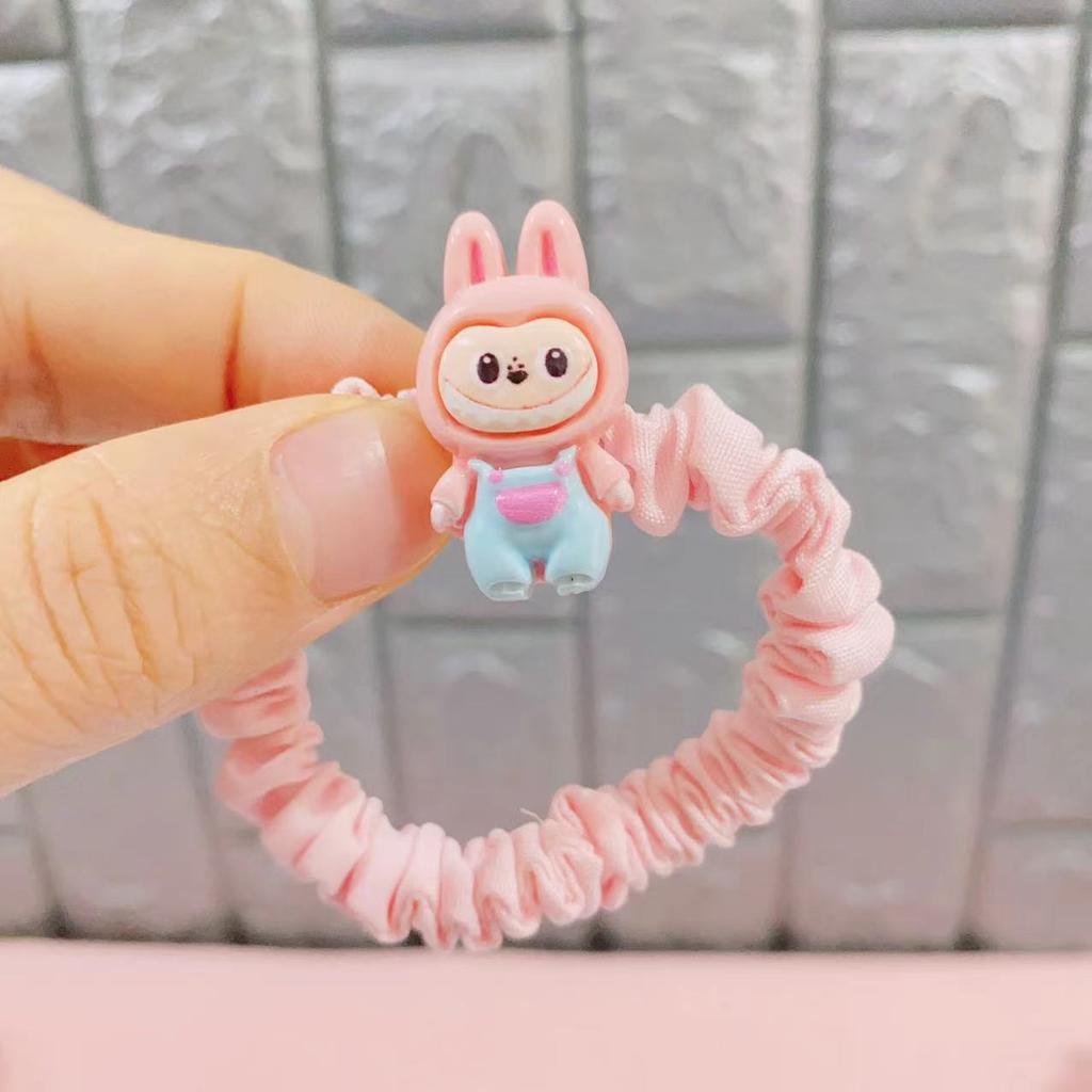 1Pcs Cartoon Labubu Hair Ropes Cute Anime Labubu Women Elastic Hair Circle Hair Accessories Ponytail Kawaii Girls Holiday Gifts