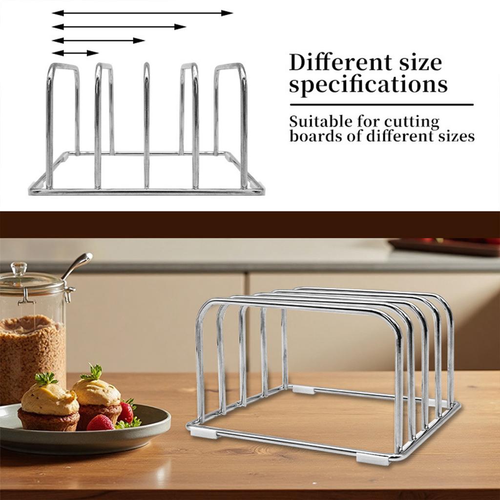 1 buc Suport de depozitare pentru tocătoare din oțel inoxidabil, Potrivit pentru depozitarea tocătoarelor subțiri și a farfuriilor pe blat