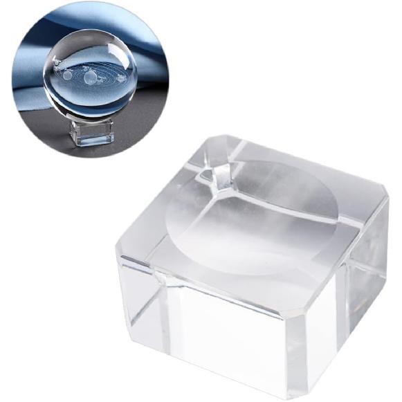 3pcs Clear Crystal Ball Stand with Concave Elegant Display Holder for Round Items for Home Office and Collectibles