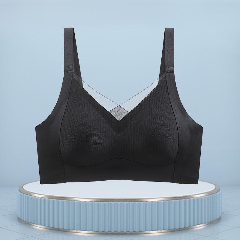 Women's Wire-Free Full Cup Support Bra with Anti-Sagging and Chest Gathering Pads