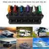 6 Way Fuse Holder Box Car Vehicle Automotive Circuit Blade Fuse Block with 6 Standard Fuses
