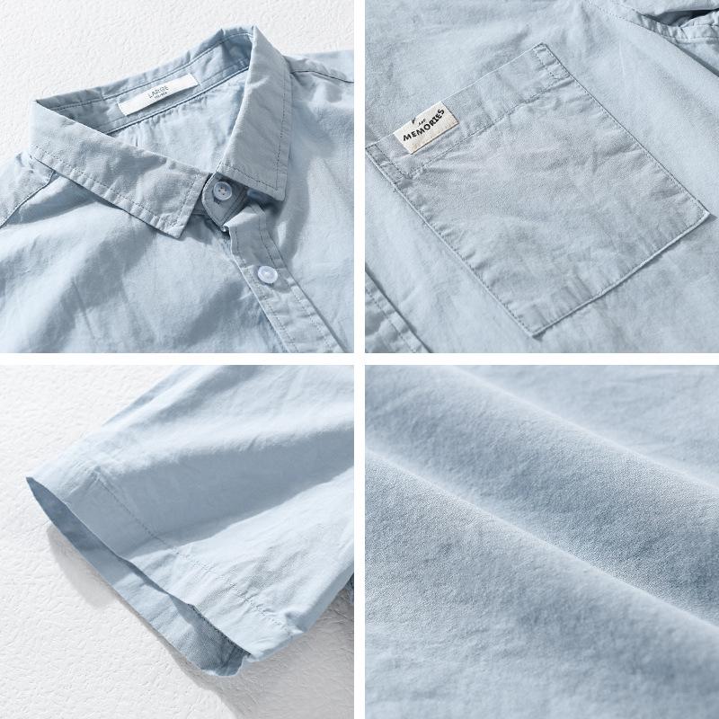 Men's Summer Cotton Shirt - Japanese Style, Fresh Solid White