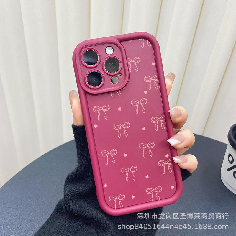 Pink bow for Apple 15 mobile phone case iphone12promax set 14/13/11/XSMAX pupil eye 16