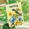 2D Flat - 2D Flat, 1pc In Summer, Lovely Birds On Forsythia Branches In Spring (1)  Double-Sided Garden Flag, Family Courtyard Lawn Decoration, Outdoo