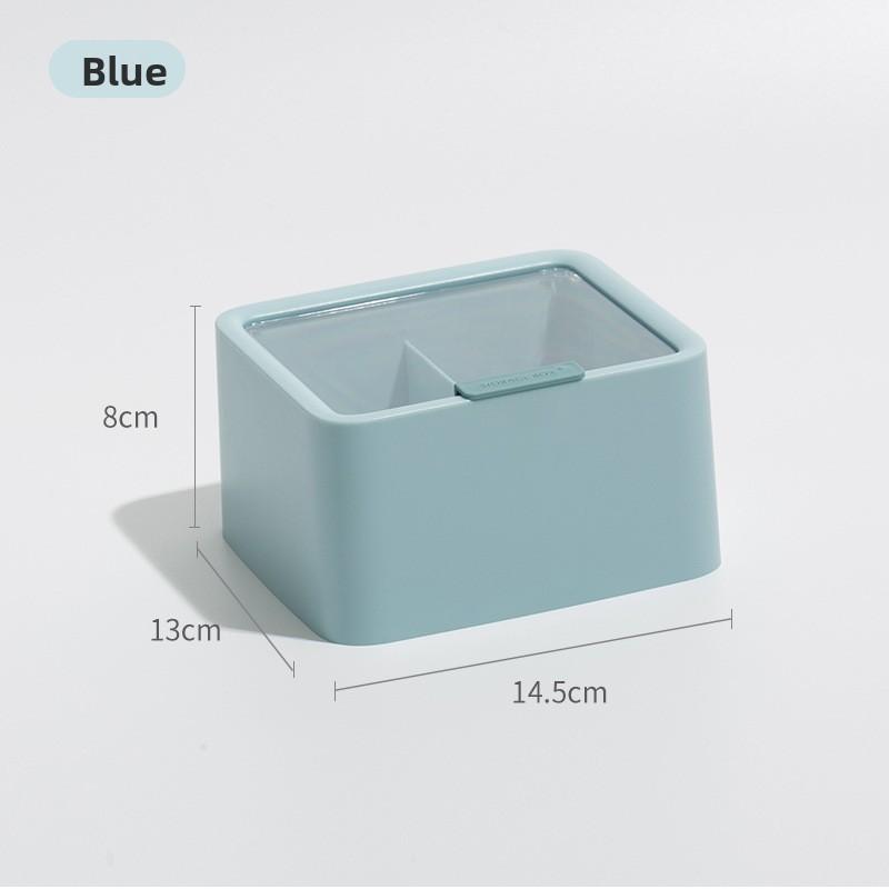 A Transparent Covered Cosmetic Cotton Swab Lipstick Storage Box with Double-layer Compartments and A Simple Desktop Storage Box