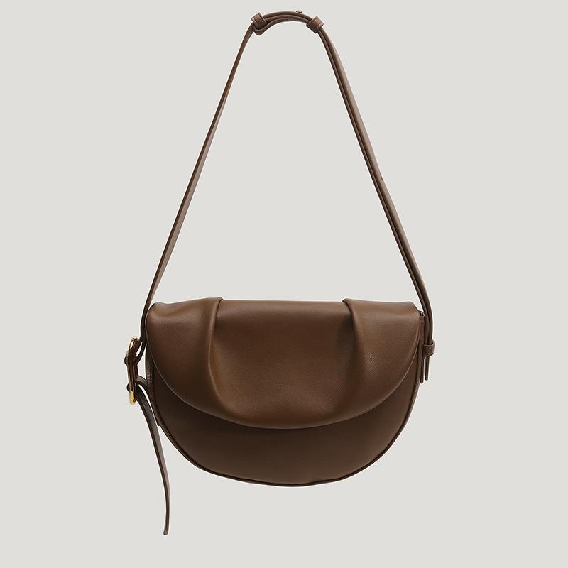 Leather Folded Underarm Saddle Bag for Women In Spring and Summer Versatile Shoulder Bag Niche Crossbody Bag