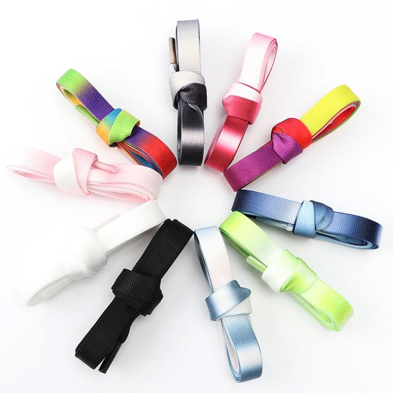 Rainbow Gradient Flat Shoelaces 1.2CM Width Shoe Laces for Sneakers Casual Shoelace for Women Man Shoestrings 100/120/140CM