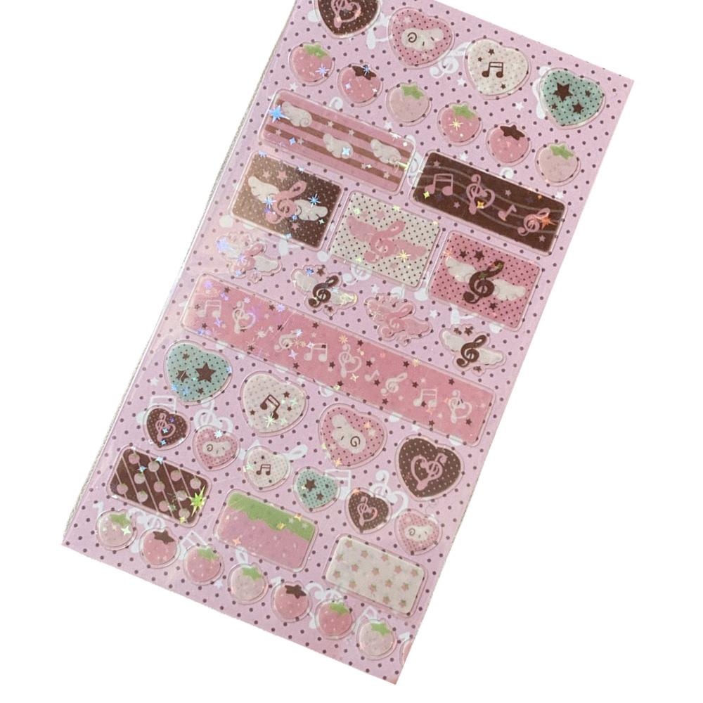DIY Cute Cartoon INS Strawberry Glitter Sticker Stationery Decorative Stickers Musical Note Sticker Journal Sticker