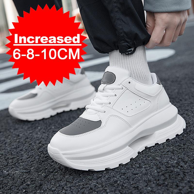 Nuove Scarpe con Rialzo da Uomo Sneakers per Aumentare l'Altezza per Uomo 6/8CM Scarpe Sportive Casual Rialzo Interno Invisibile Scarpe Bianche
