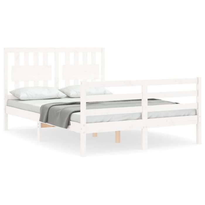 VidaXL Bed Frames with Headboard White Small Double Solid Wood 3194282