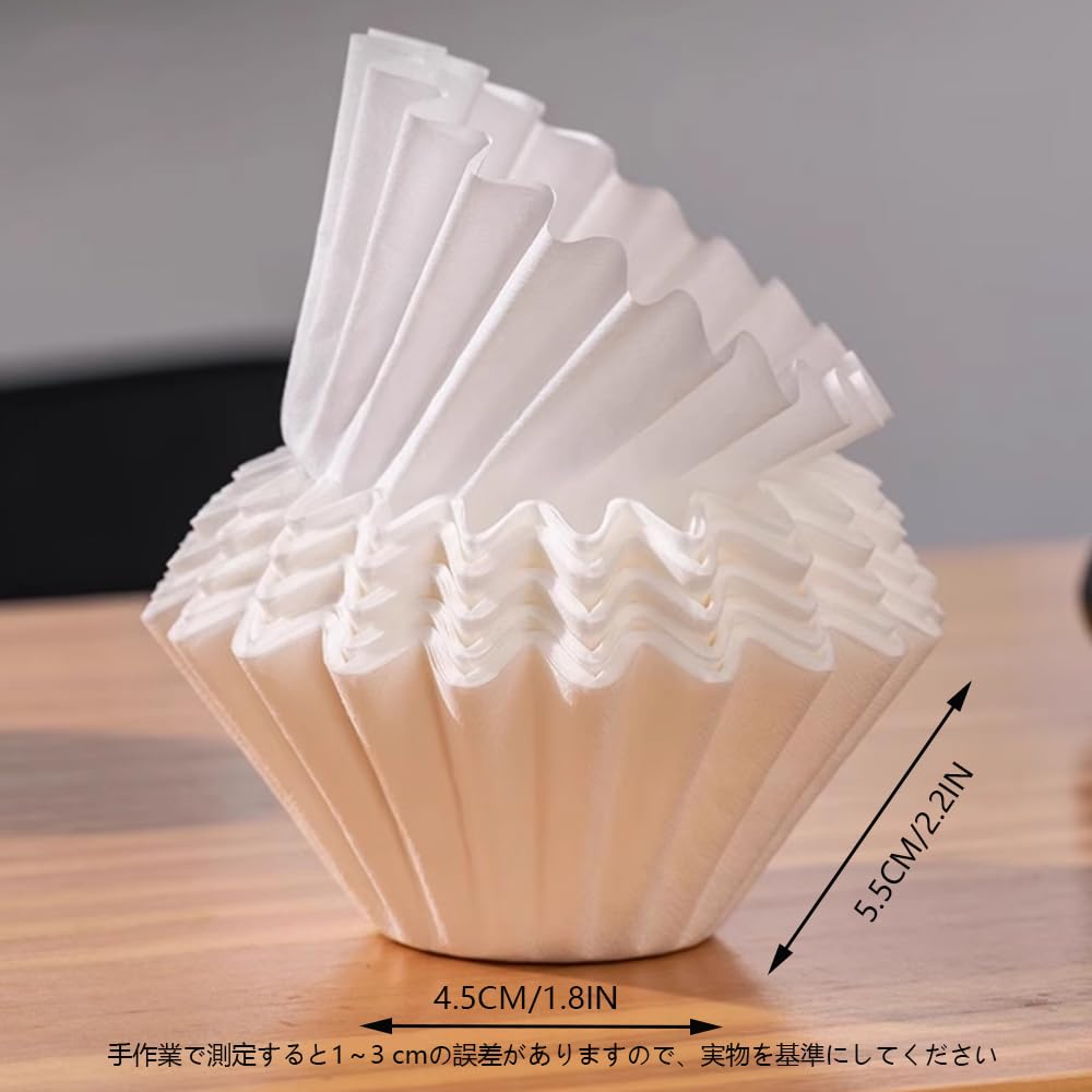 100-Pack Wave Drip Filters, 155 Coffee Filters (Serves 1-2 People), Paper, Portable for Travel, Office Use, and Homemade Coffee Brewing (White)